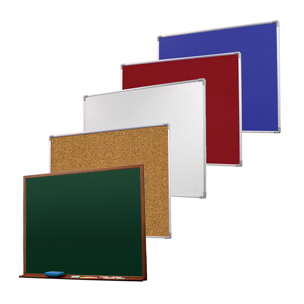 Magnetic whiteboard noticeboard combo with aluminum frame mounted in a modern conference room